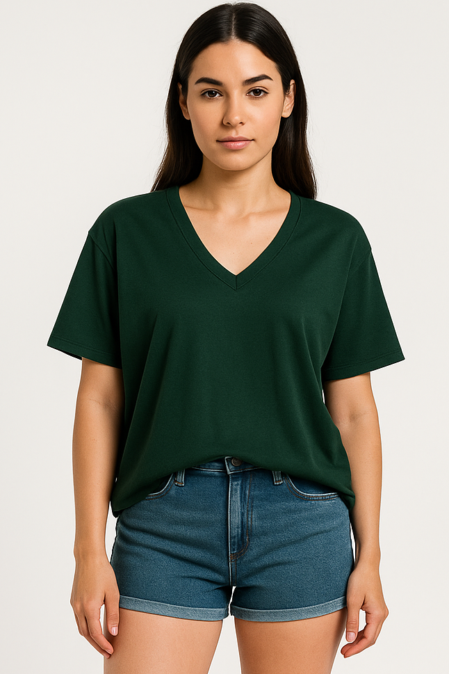 V-neck Women Oversized T-shirt HB