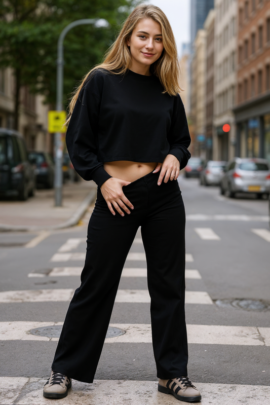 Cropped Crew Neck + Sweat Pants Set
