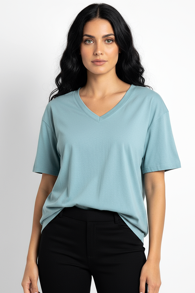 V-neck Women Oversized T-shirt HB