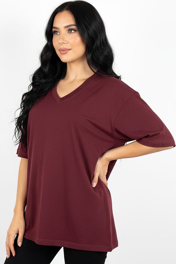 V-neck Women Oversized T-shirt HB