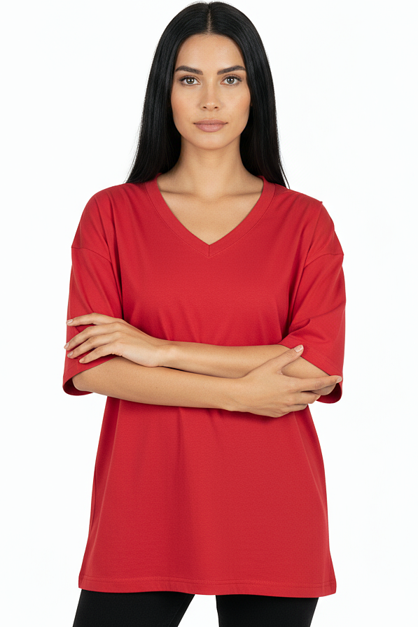 V-neck Women Oversized T-shirt HB