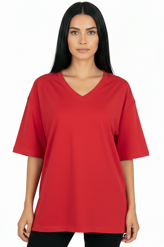 V-neck Women Oversized T-shirt HB