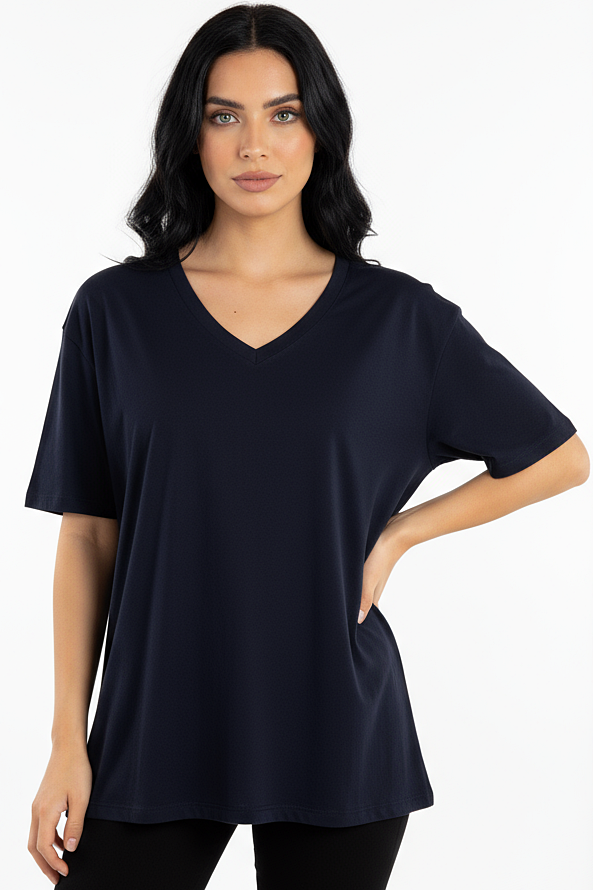 V-neck Women Oversized T-shirt HB
