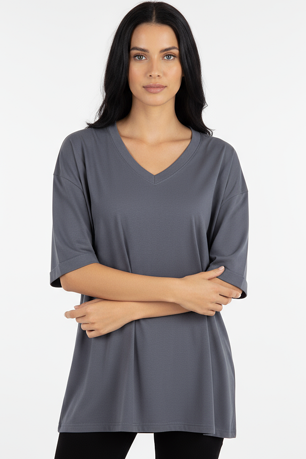 V-neck Women Oversized T-shirt HB
