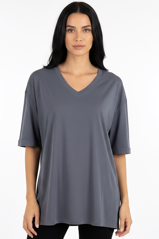 V-neck Women Oversized T-shirt HB