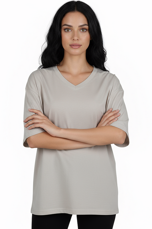 V-neck Women Oversized T-shirt HB