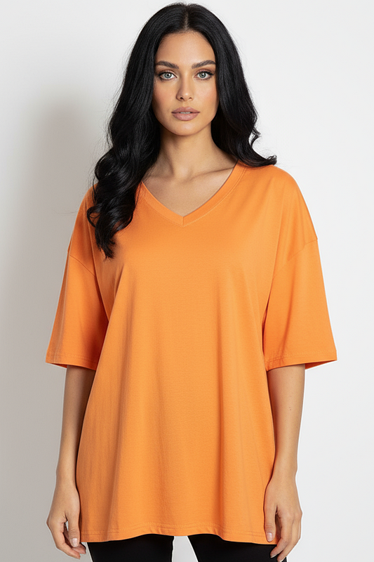 V-neck Women Oversized T-shirt HB