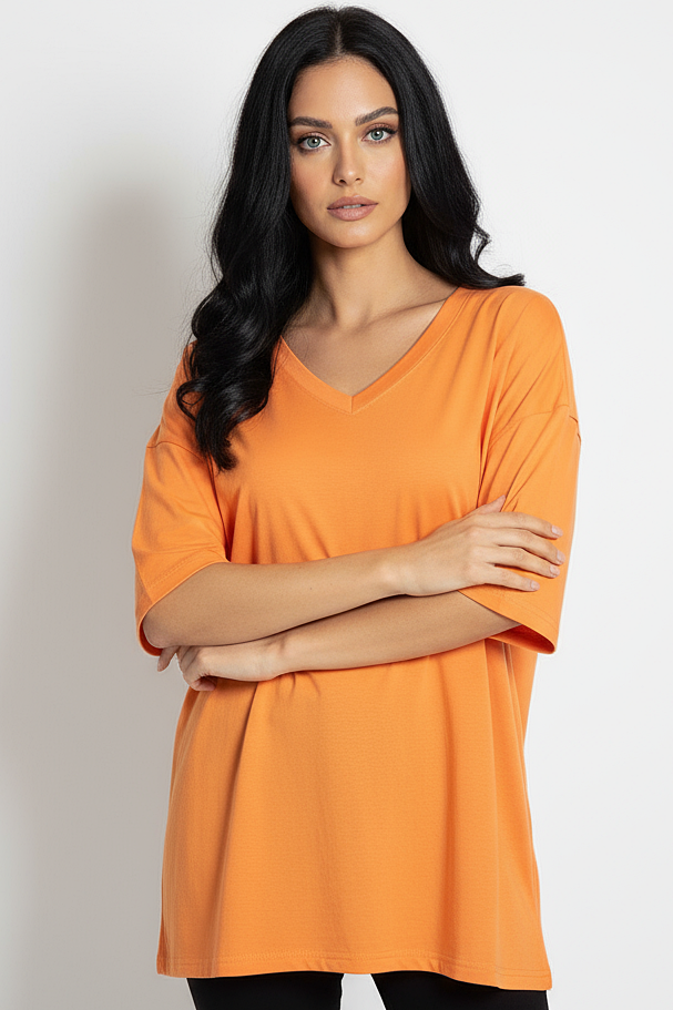 V-neck Women Oversized T-shirt HB