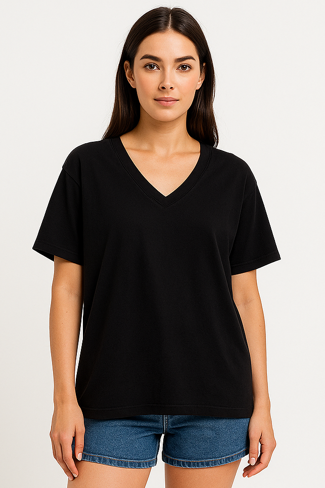 V-neck Women Oversized T-shirt HB