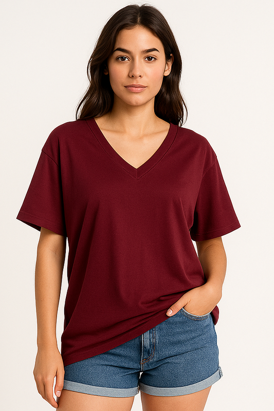 V-neck Women Oversized T-shirt HB