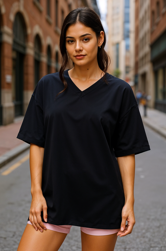 V-neck Women Oversized T-shirt HB