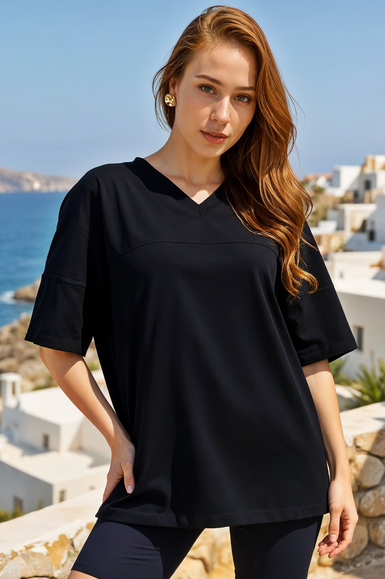 Middle Cut V Neck
