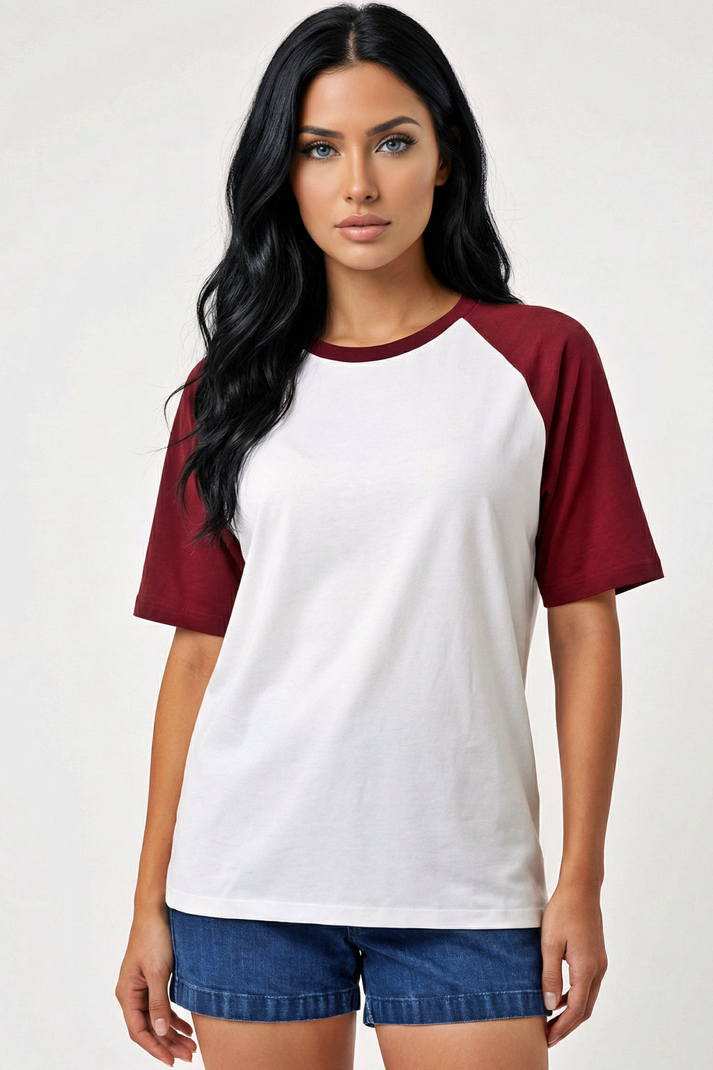 Pack of 3 Raglan Tee Mix - White/Burgundy