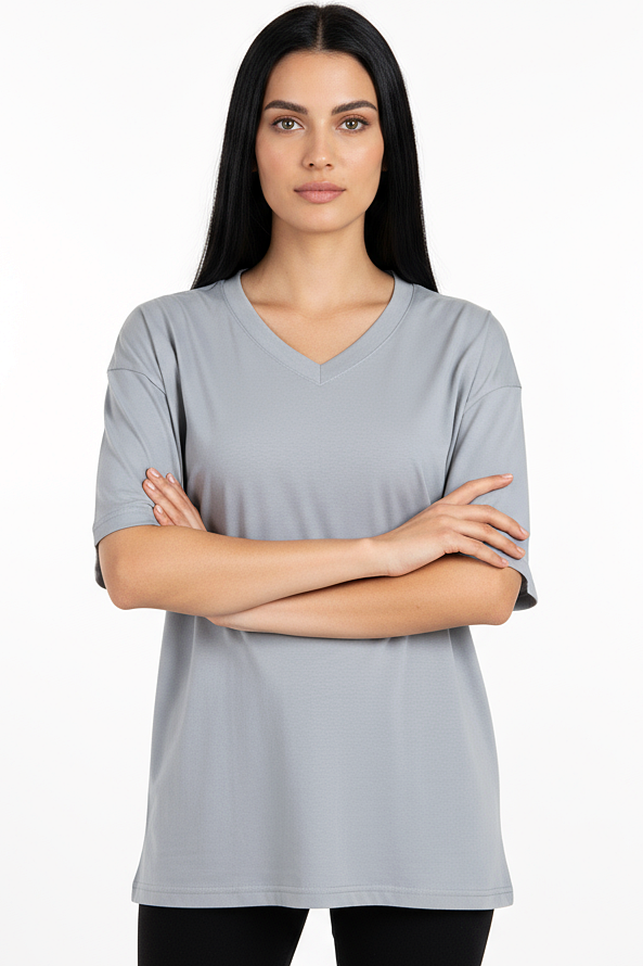 Pack of 3 V-neck Women Tee Mix - Silver