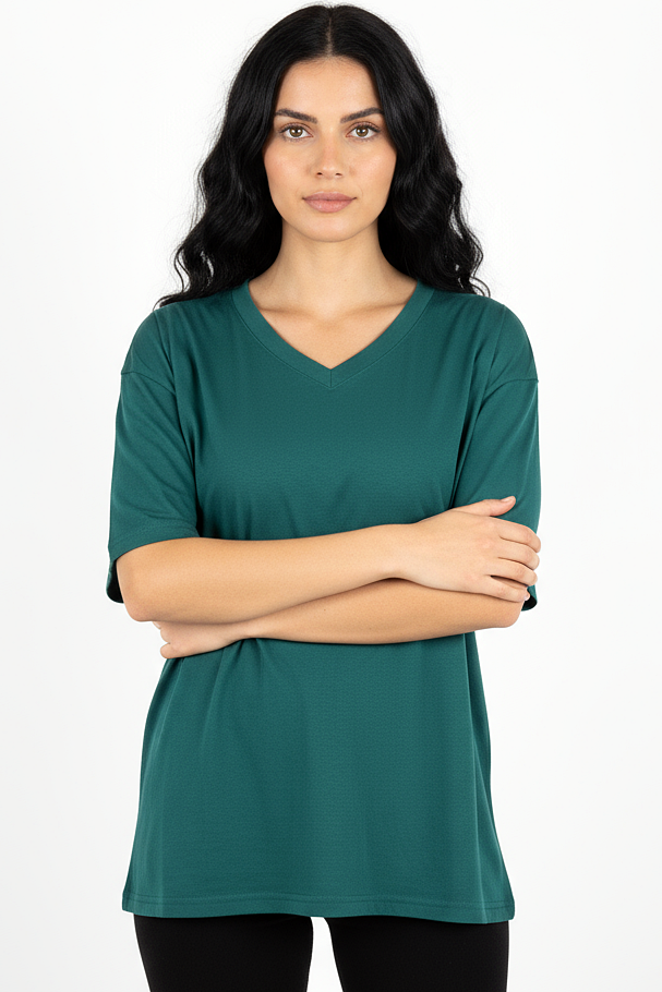 Pack of 3 V-neck Women Tee Mix - Forest Green