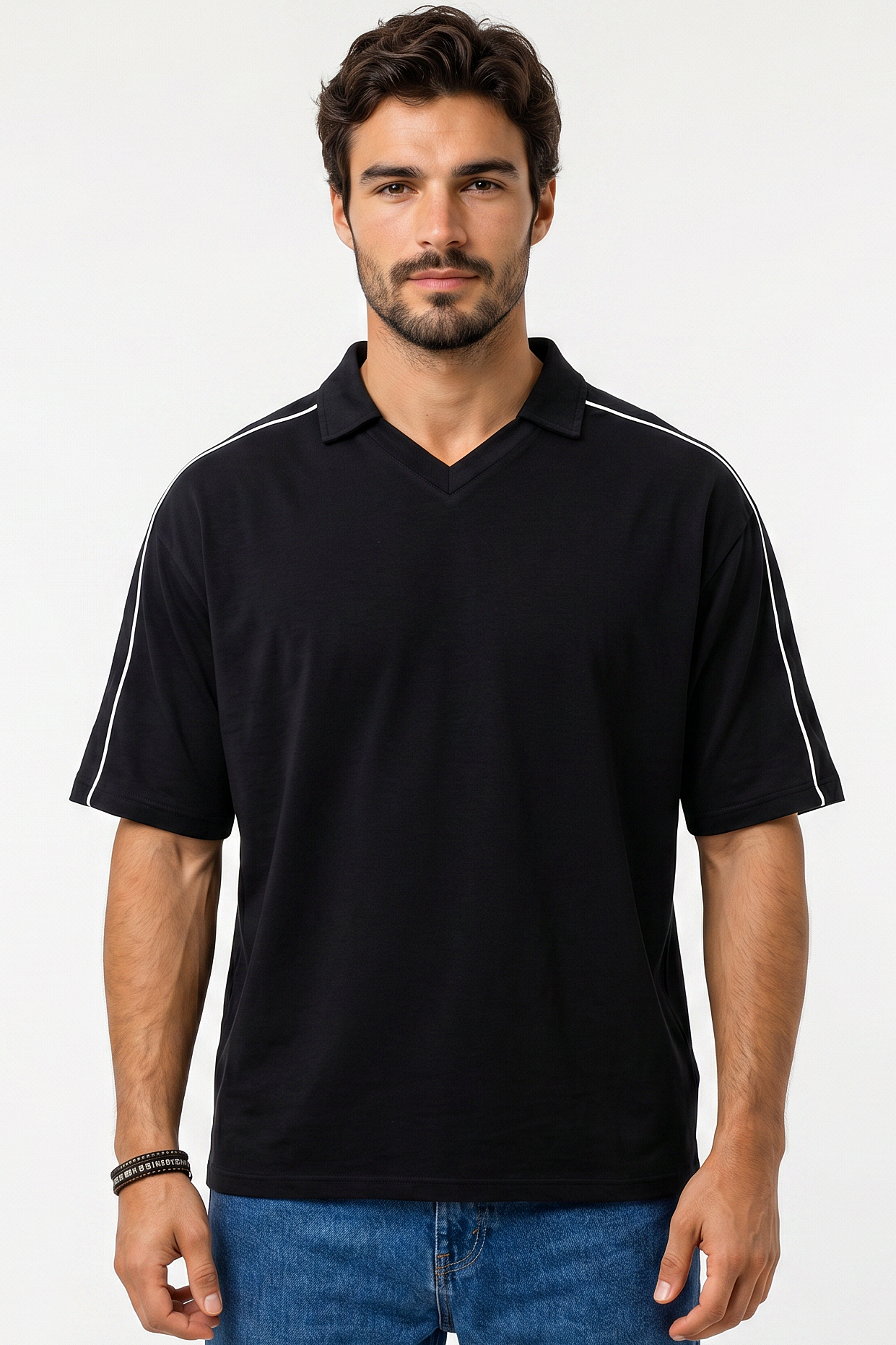 Pack of 3 V-neck Collar Tee Mix - Black