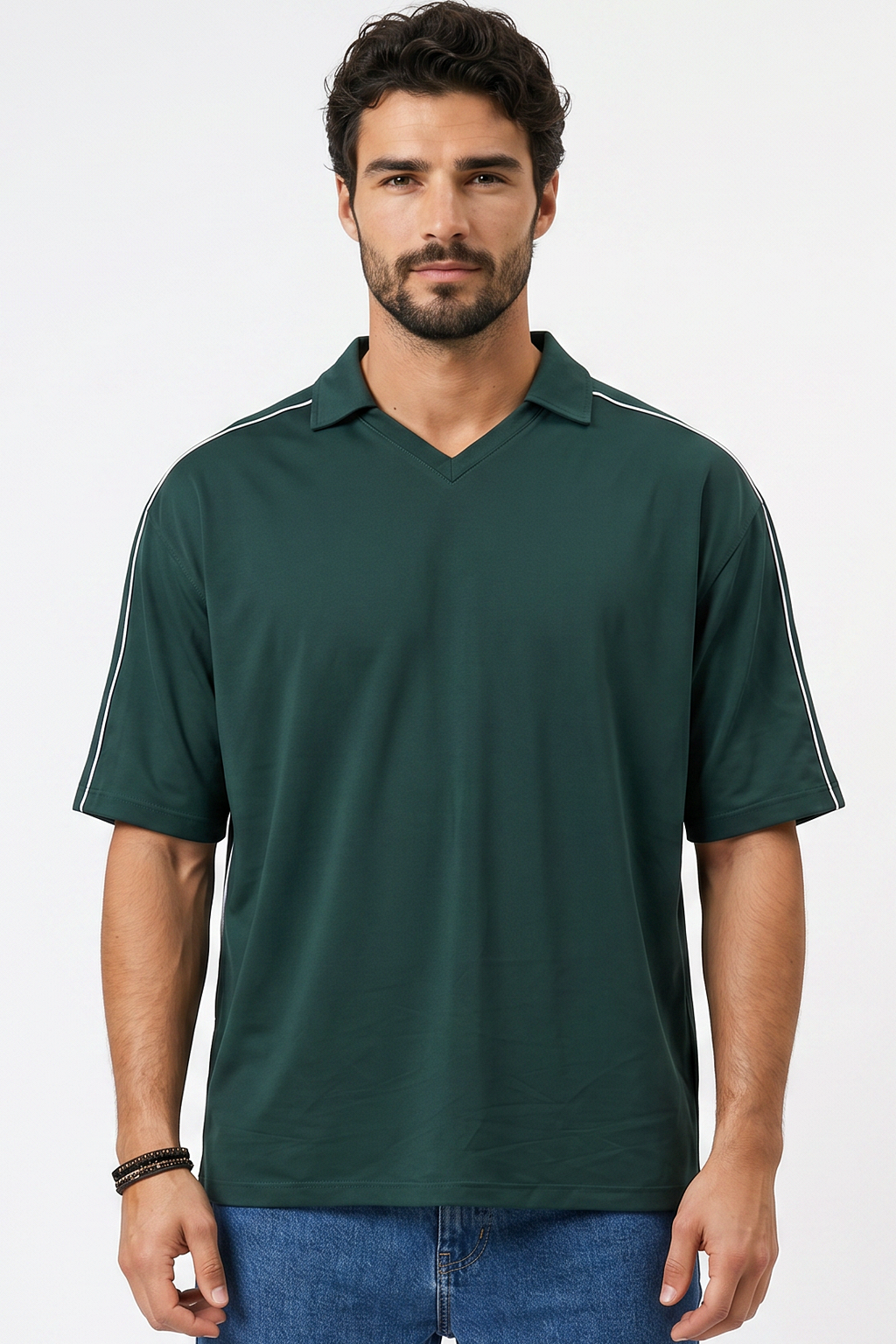Pack of 3 V-neck Collar Tee Mix - Forest Green