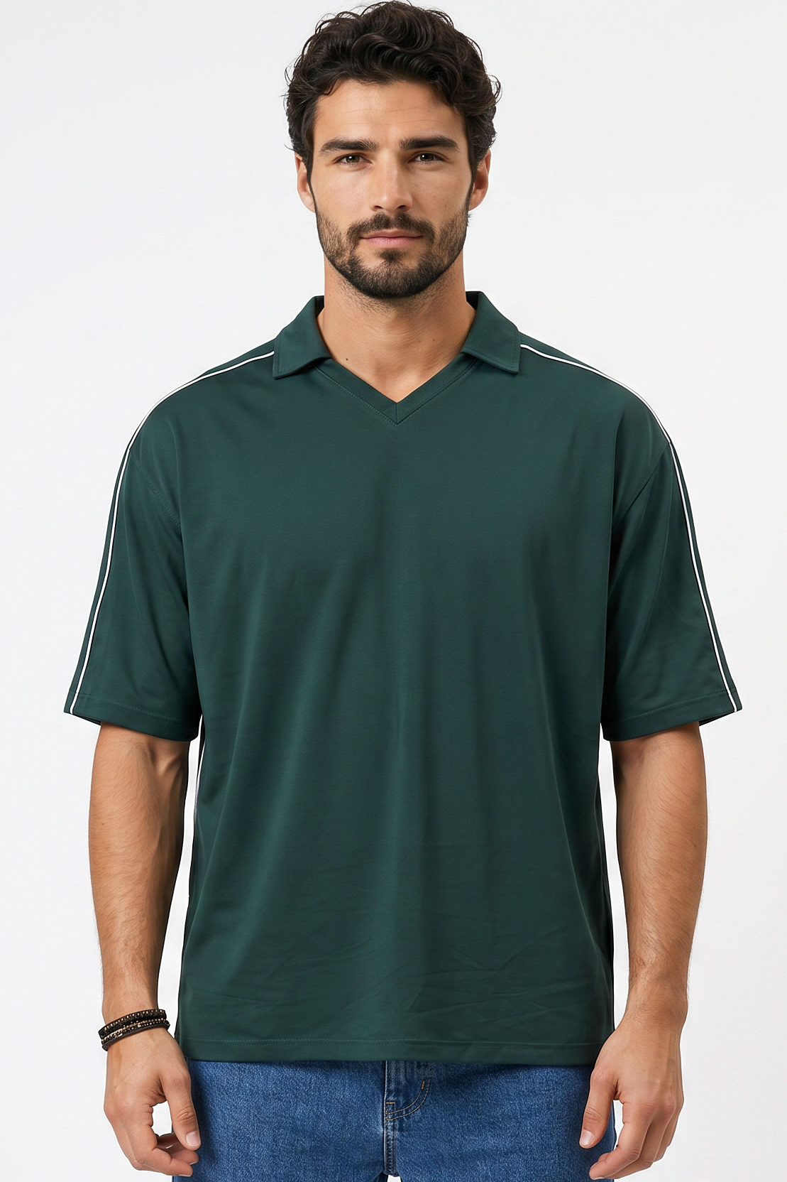 Pack of 3 V-neck Collar Tee Mix - Forest Green