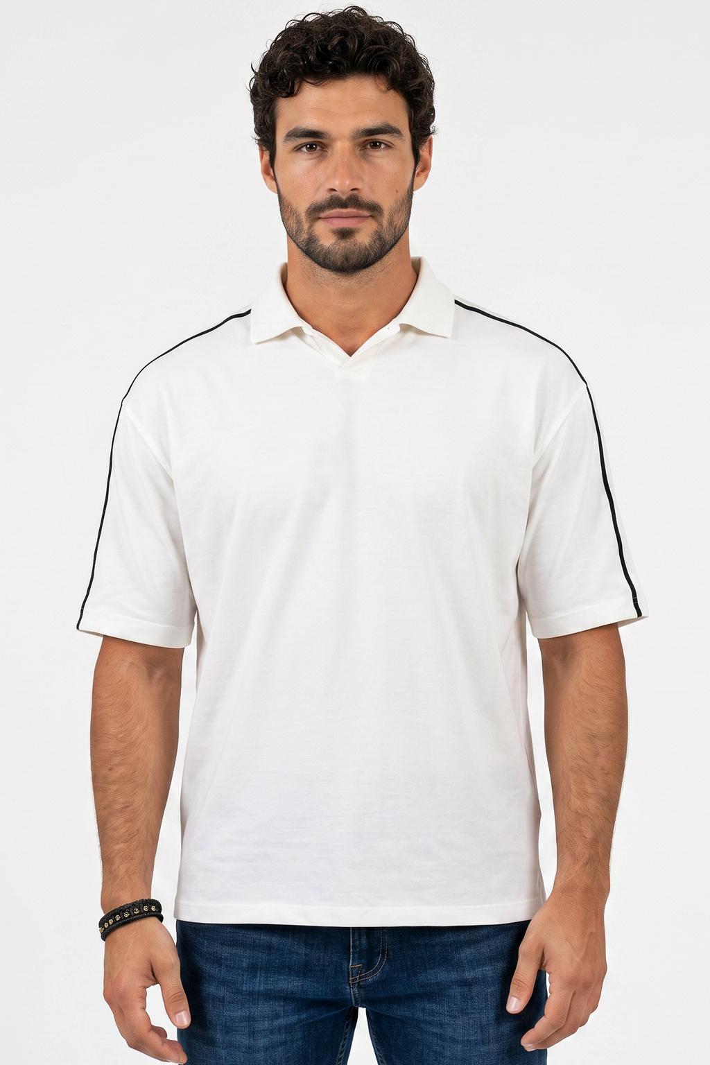 Pack of 3 V-neck Collar Tee Mix - Offwhite