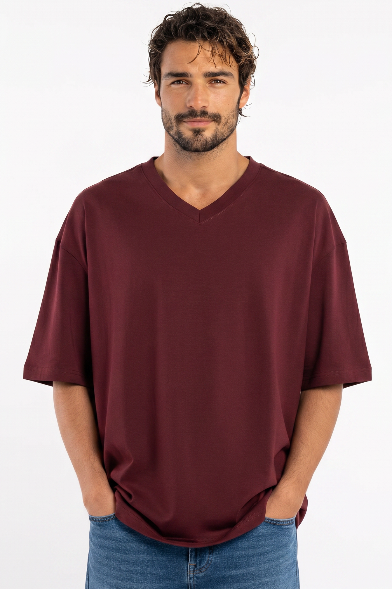 Pack of 3 V-neck Tee Mix - Burgundy