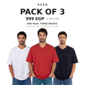 Pack of 3 V-neck Tee Mix White Red Black