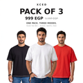 Pack of 3 Rush Tee Mix Black White Red
