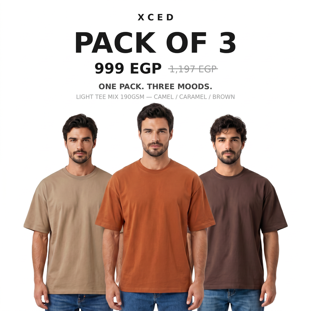 Pack of 3 Light Tee Mix Camel Caramel Brown