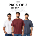 Pack of 3 Rush Tee Mix White Rose Gold Dark Grey