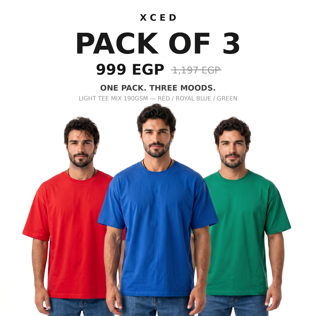 Pack of 3 Light Tee Mix Red Royal Blue Green