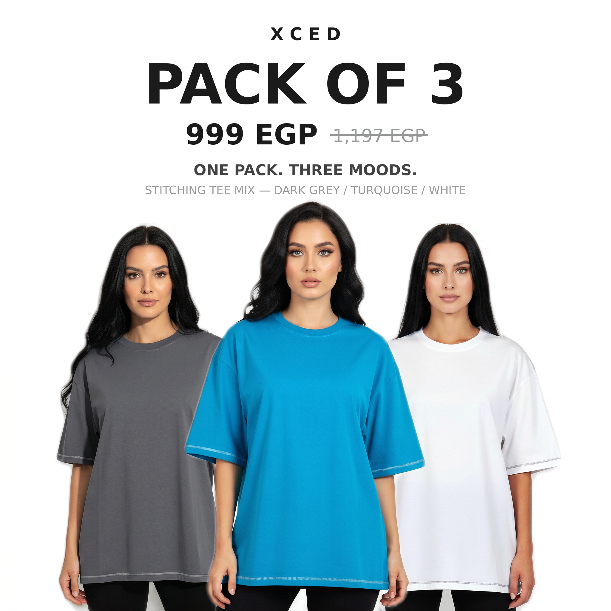 Pack of 3 Stitching Tee Mix hero
