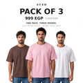Pack of 3 Light Tee Mix Brown Rose White