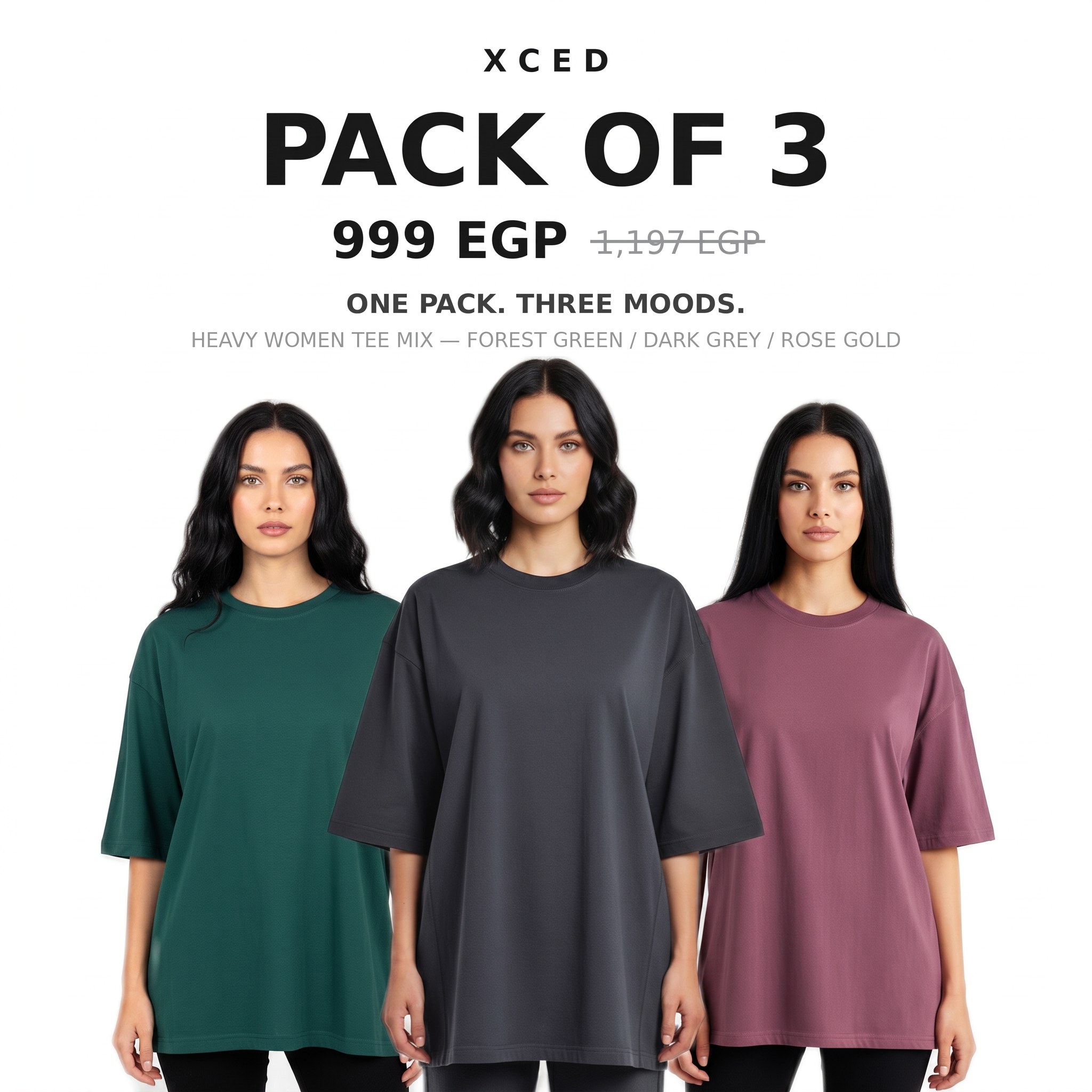 Pack of 3 Heavy Women Tee Mix hero
